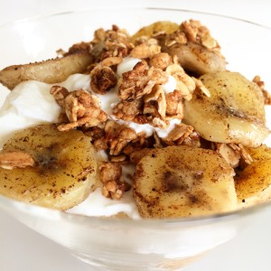 Stekt banan med granola